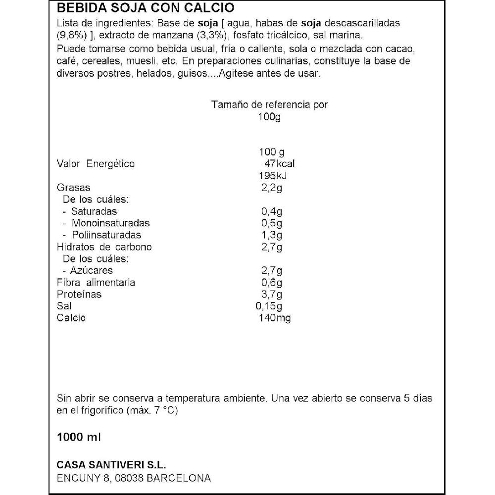 Eroski Bebida De Soja Con Calcio PROVAMEL Brik 1 Litro