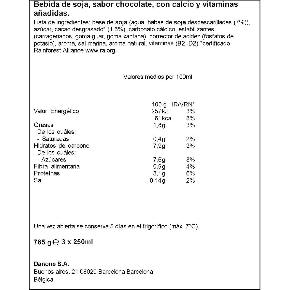 Eroski Bebida De Soja Sabor Chocolate ALPRO Pack 3x250 Ml