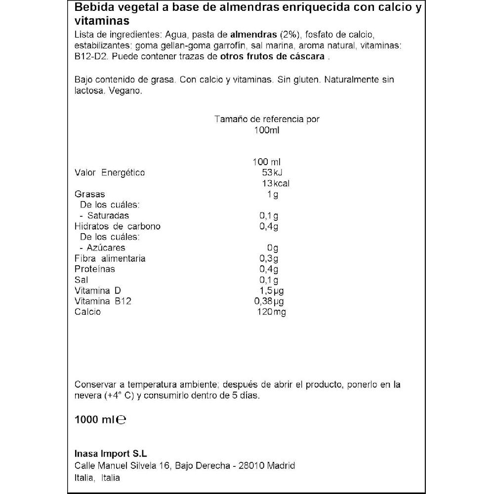 Eroski Bebida Vegetal De Almendra Sin Azúcar VALSOIA Brik 1 Litro