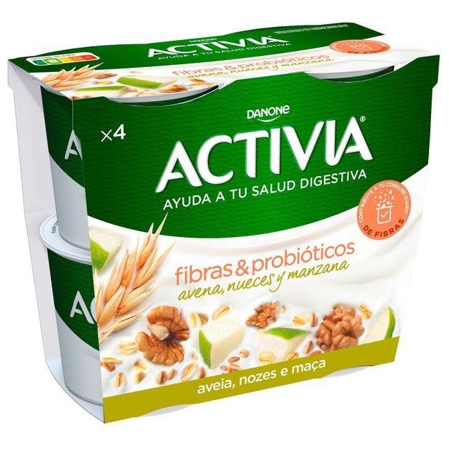 Eroski Bífidus con avena nueces y manzana ACTIVIA pack 4x115 g