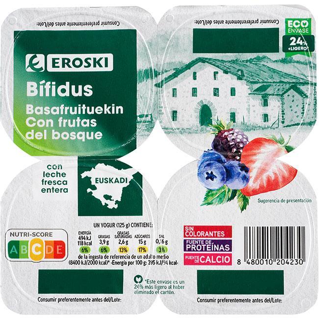Eroski Bífidus Con Frutas Del Bosque País Vasco EROSKI Pack 4x125 G