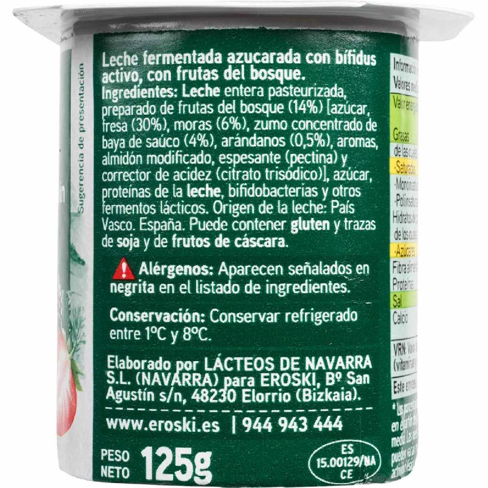 Eroski Bífidus Con Frutas Del Bosque País Vasco EROSKI Pack 4x125 G