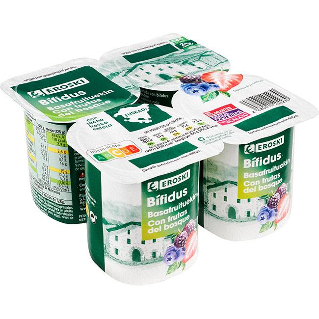 Eroski Bífidus con frutas del bosque País Vasco EROSKI pack 4x125 g