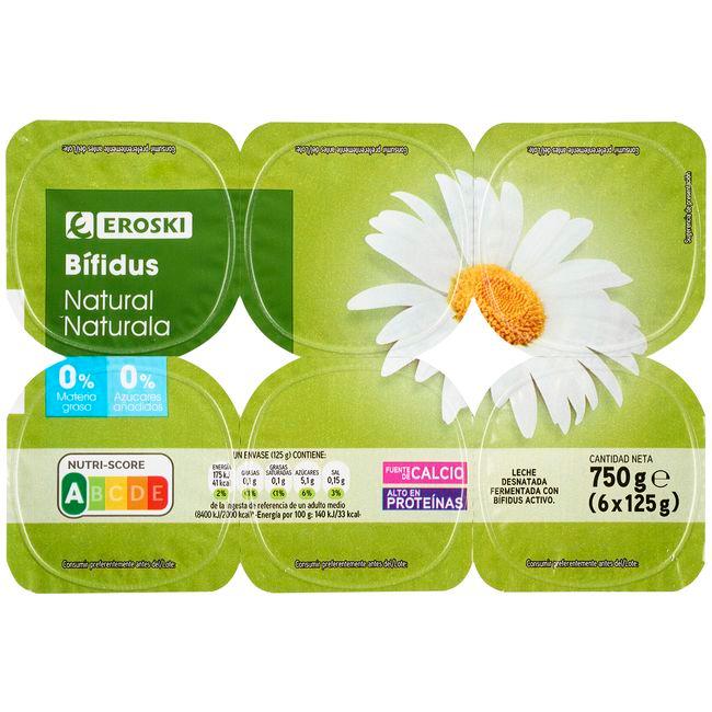 Eroski Bifidus Natural Desnatado EROSKI Pack 6x125 G