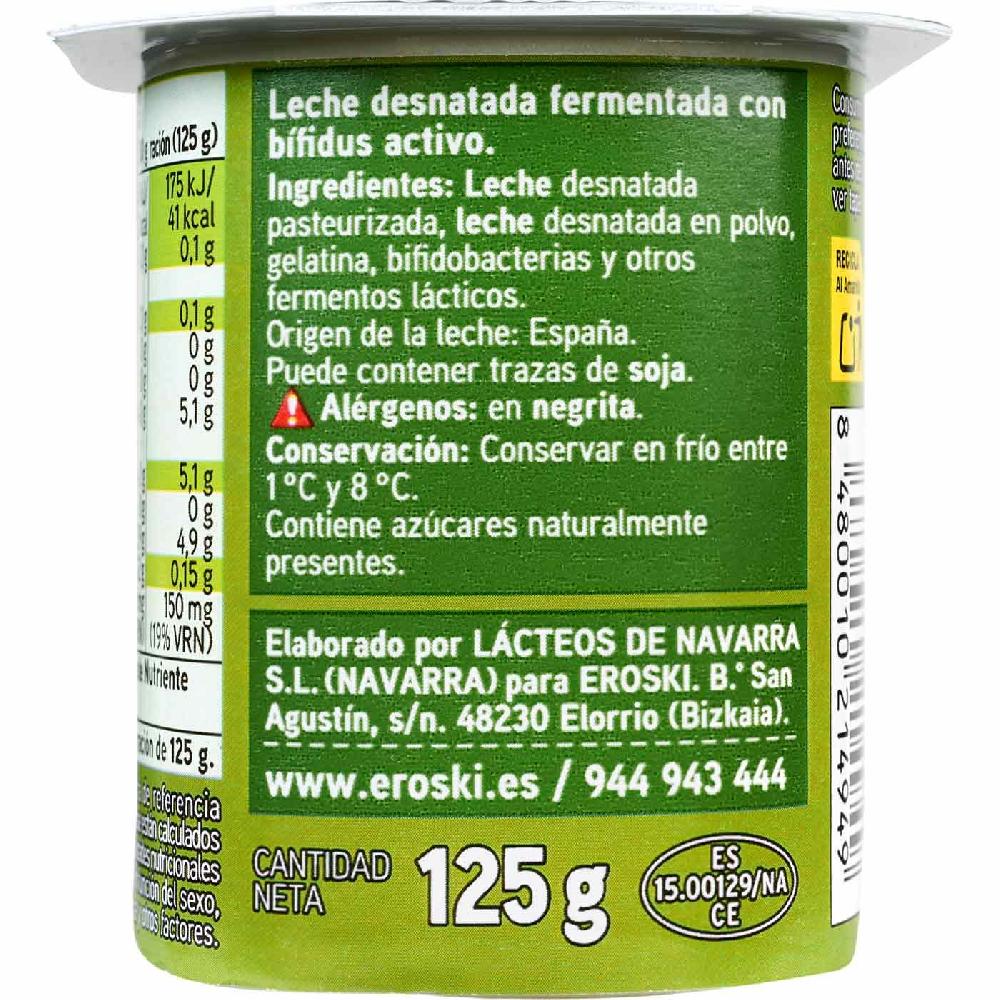 Eroski Bifidus Natural Desnatado EROSKI Pack 6x125 G