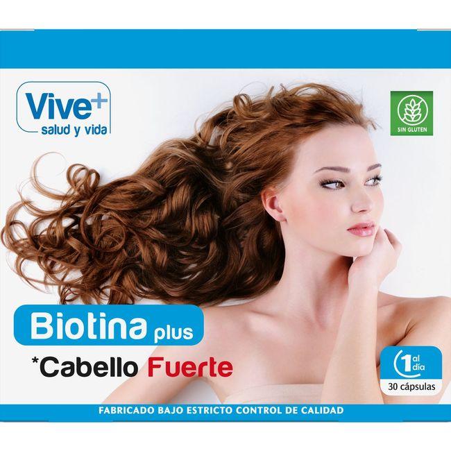 Eroski Biotina cabello fuerte VIVE+ caja 30 cápsulas