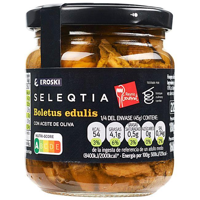 Eroski Boletus en aceite de oliva EROSKI SELEQTIA frasco 180 g
