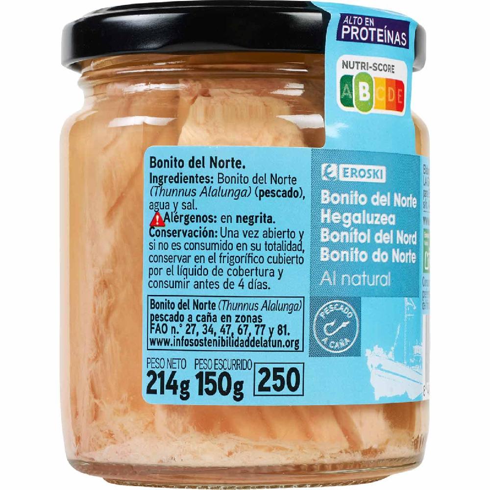Eroski Bonito Del Norte Al Natural EROSKI Frasco 150 G