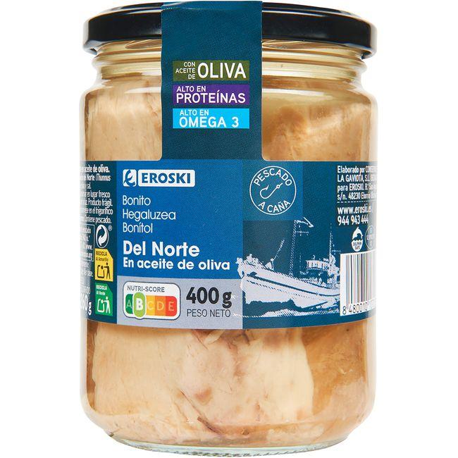 Eroski Bonito del norte en aceite de oliva EROSKI frasco 400 g