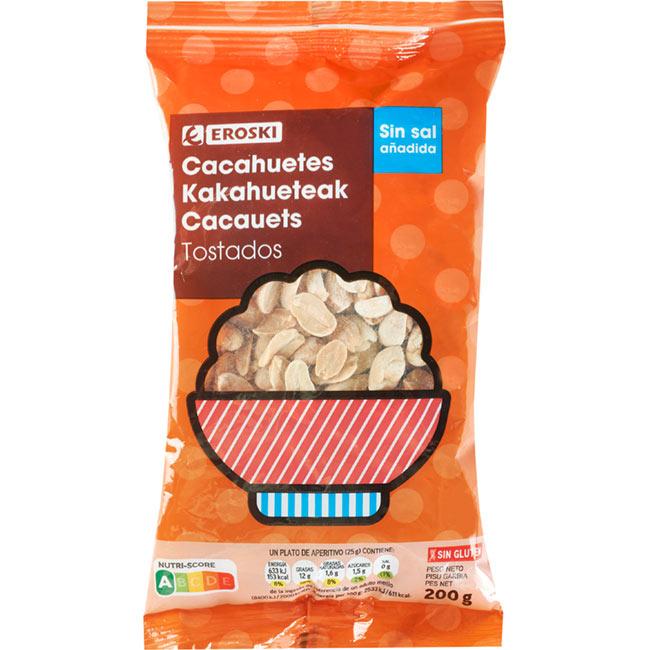 Eroski Cacahuete Tostado Sin Sal EROSKI Bolsa 200 G