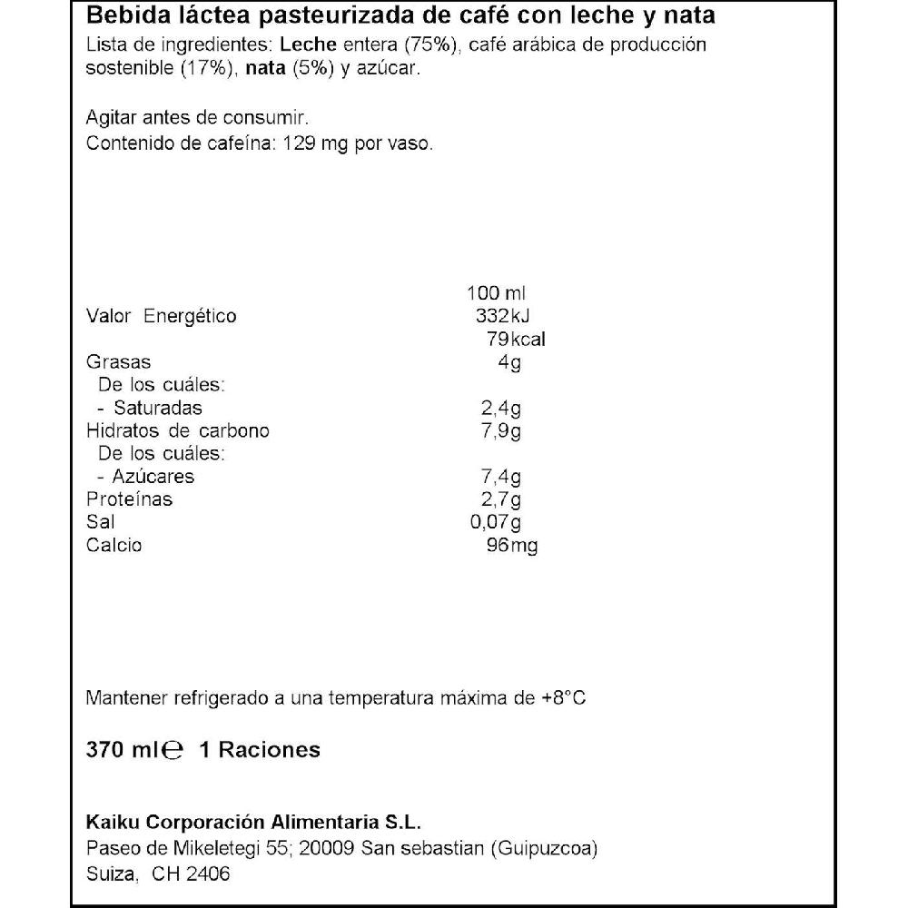 Eroski Caffé Latté Cremoso Mr. Big KAIKU CAFFE LATTE Vaso 370 Ml