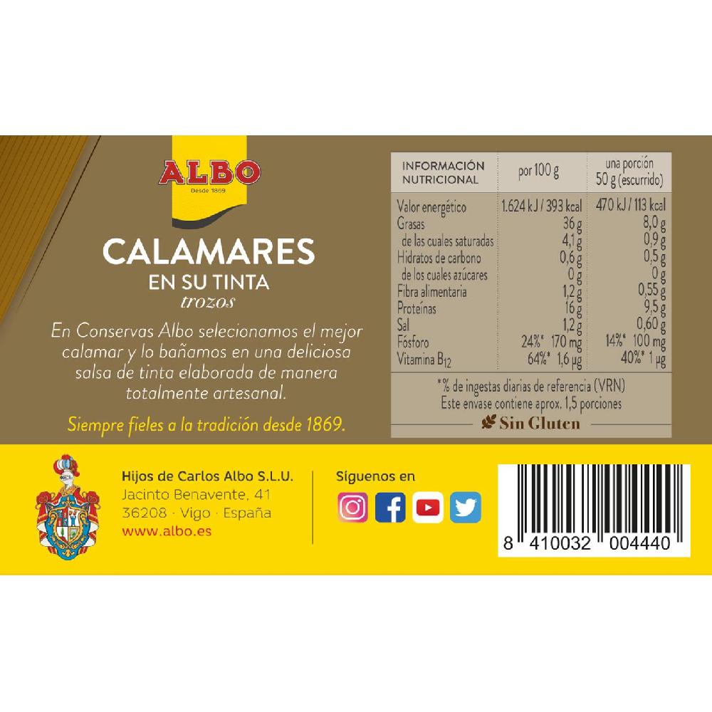 Eroski Calamar En Trozos En Su Tinta ALBO Lata 112 G