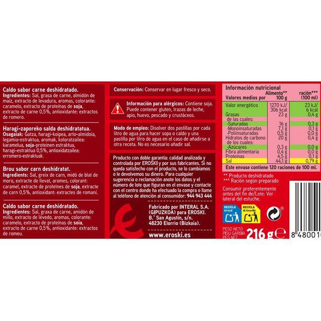 Eroski Caldo De Carne EROSKI 24 Pastillas Caja 216 G
