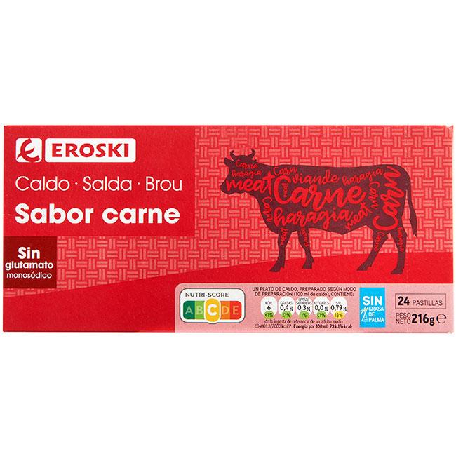 Eroski Caldo de carne EROSKI 24 pastillas caja 216 g
