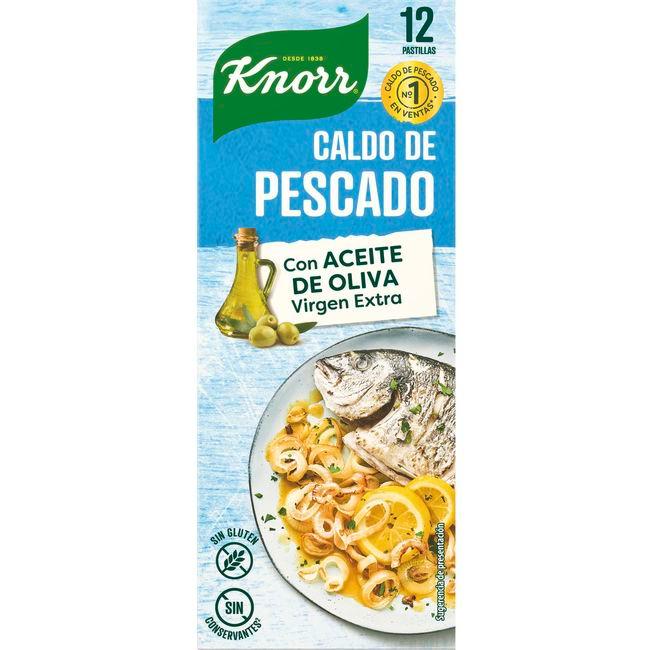 Eroski Caldo de pescado en pastillas KNORR 12 pastillas. caja 120 g