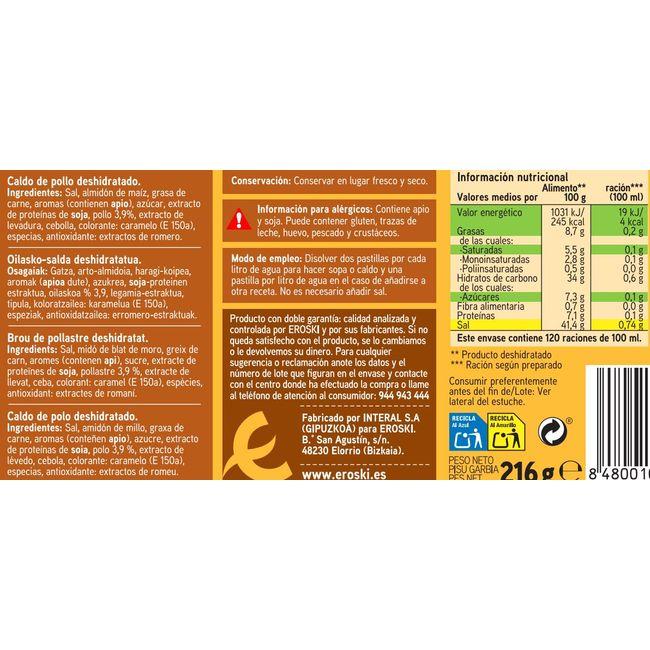 Eroski Caldo De Pollo EROSKI 24 Pastillas Caja 216 G