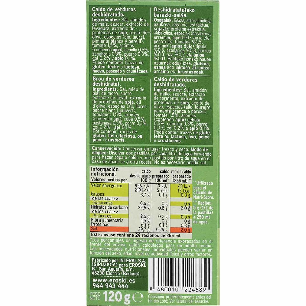 Eroski Caldo De Verduras EROSKI 12 Pastillas Caja 120 G