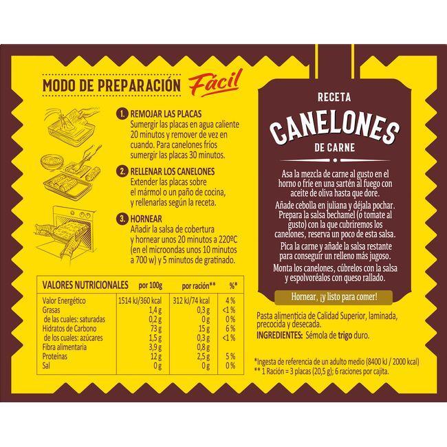 Eroski Canelones Instant EL PAVO 18 Placas Caja 125 G