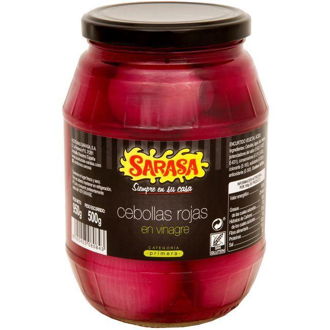 Eroski Cebollas rojas en vinagre SARASA frasco 500 g