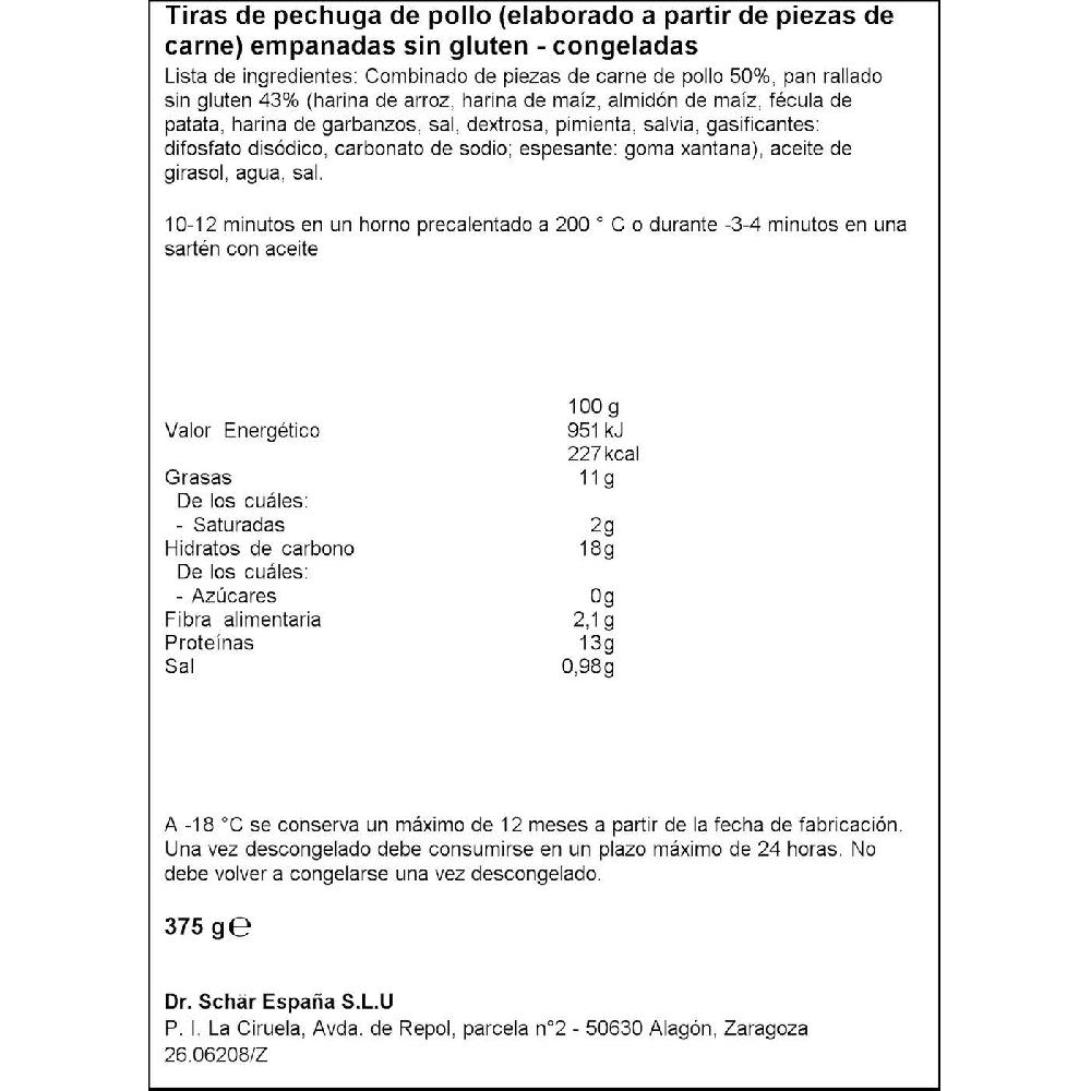 Eroski Chicken Fingers Sin Gluten SCHAR Bolsa 375 G