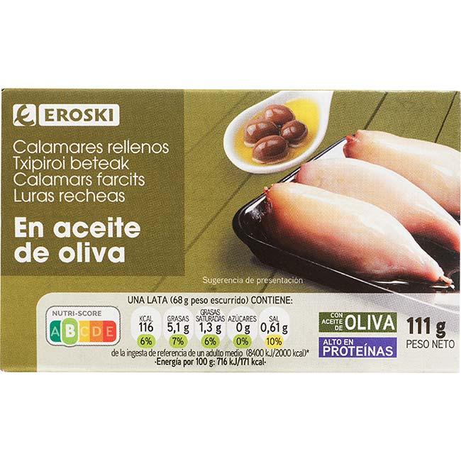 Eroski Chipirón en aceite de oliva EROSKI lata 106 g
