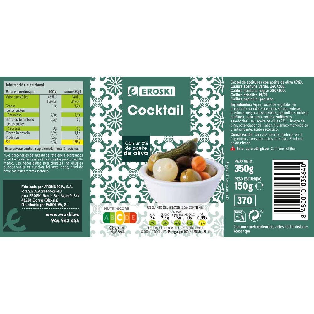 Eroski Cocktail En Aceite De Oliva EROSKI Lata 150 G