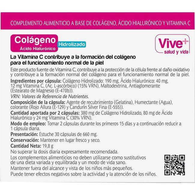 Eroski Colágeno-Ácido Hialourónico VIVE+ Caja 30 Cápsulas