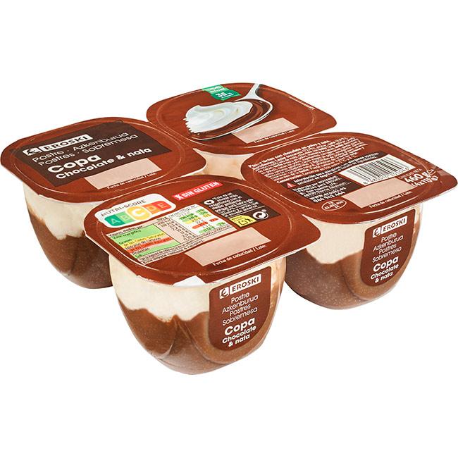 Eroski Copa de chocolate y nata EROSKI pack 4x115 g