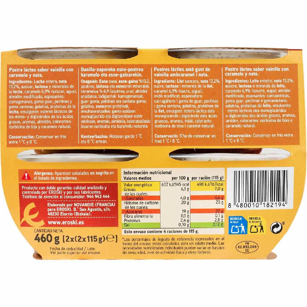 Eroski Copa De Vainilla-nata-caramelo EROSKI Pack 4x115 G