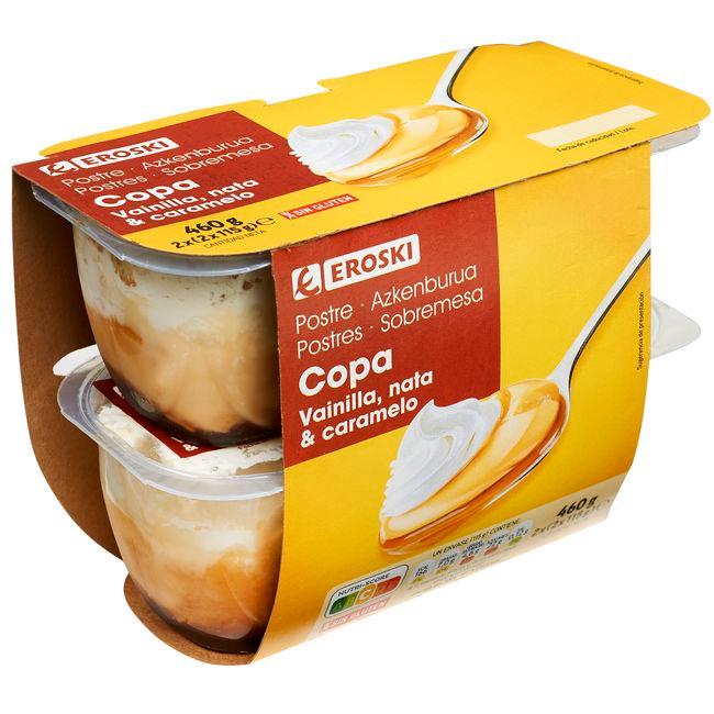 Eroski Copa de vainilla-nata-caramelo EROSKI pack 4x115 g