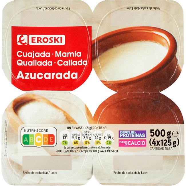 Eroski Cuajada Natural Azucarada EROSKI Pack 4x125 G