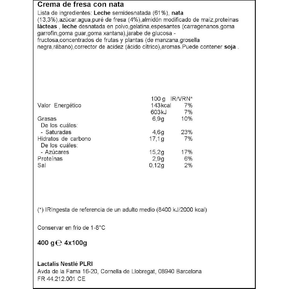Eroski Dalky Sabor Fresa-nata LA LECHERA Pack 4x100 G