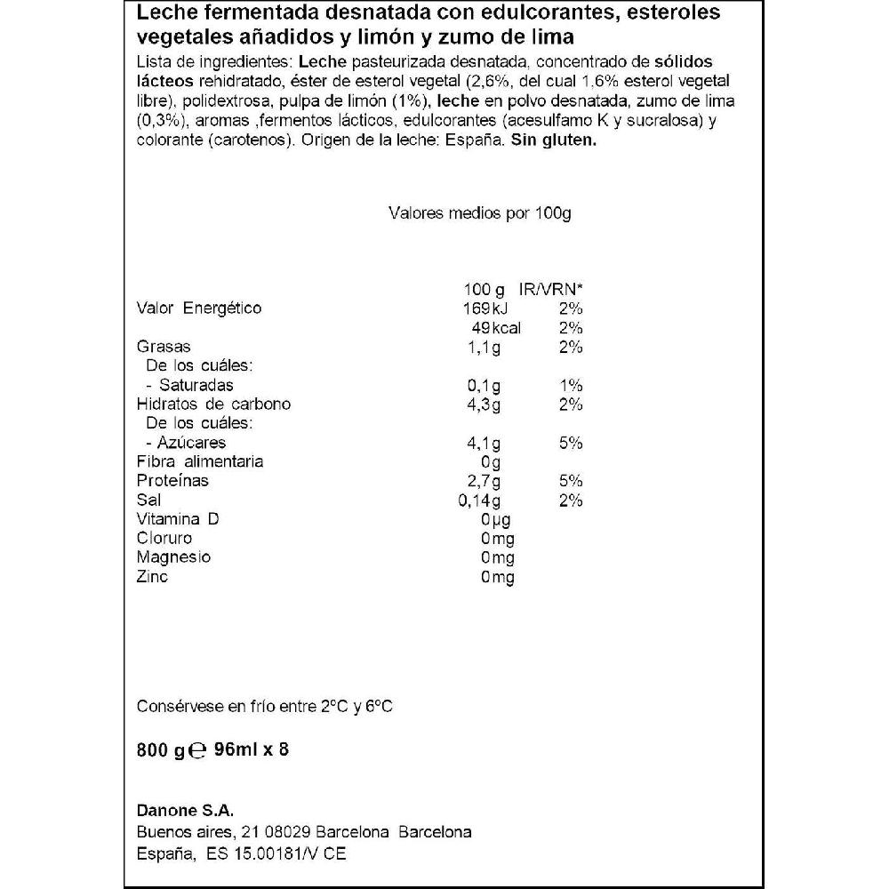 Eroski Danacol Para Beber Sabor Lima-limón DANONE Pack 6x100 G