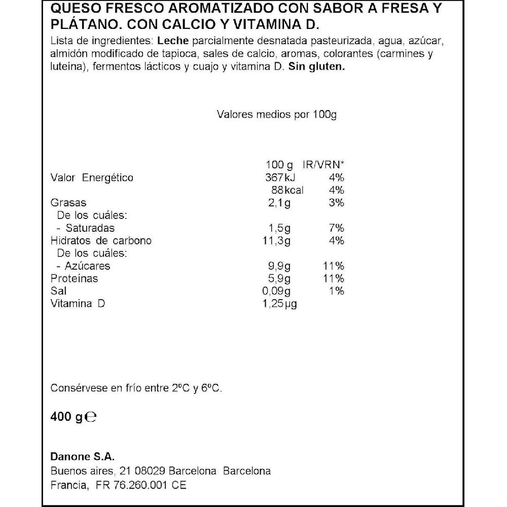 Eroski Danonino Maxi Sabor Fresa-plátano DANONE Pack 4x100 G