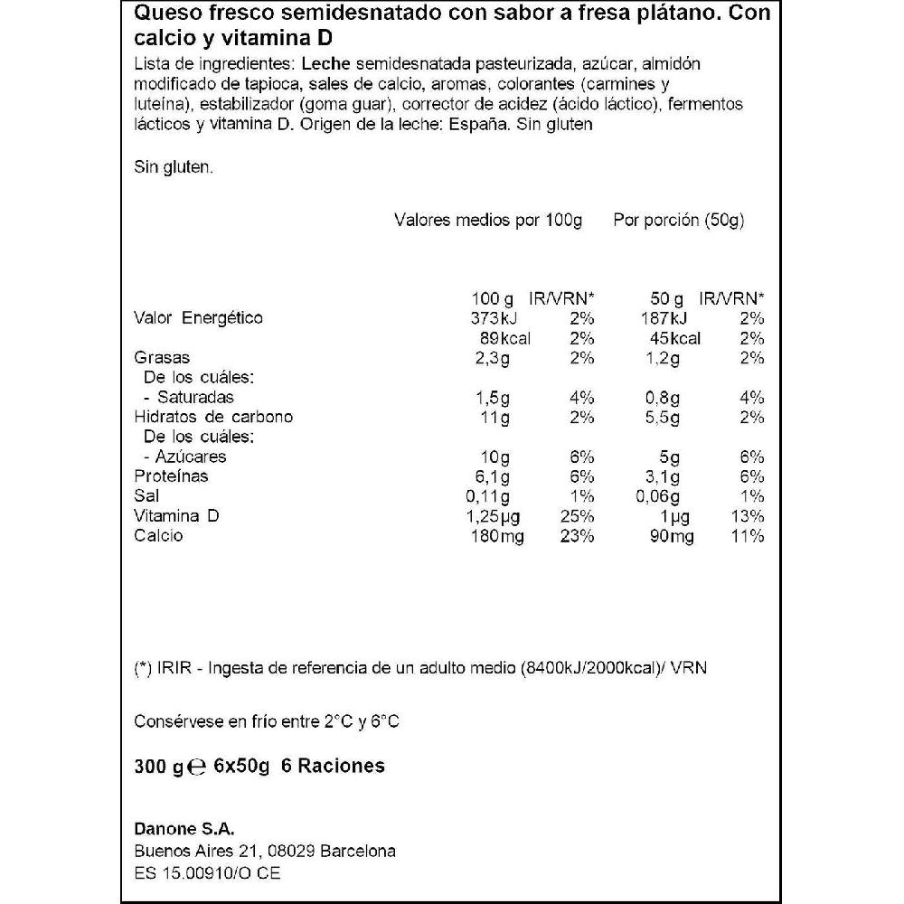 Eroski Danonino Petit Sabor Fresa-plátano DANONE Pack 6x50 G