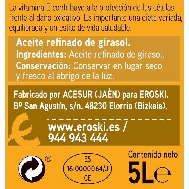 Eroski Aceite De Girasol EROSKI Garrafa 5 Litros