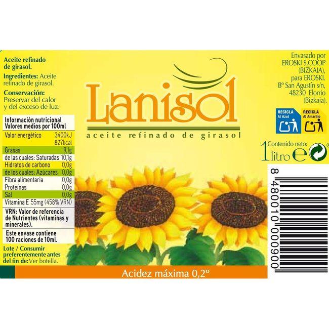 Eroski Aceite De Girasol LANISOL Botella 1 Litro