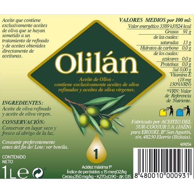 Eroski Aceite De Oliva 1º OLILAN Botella 1 Litro