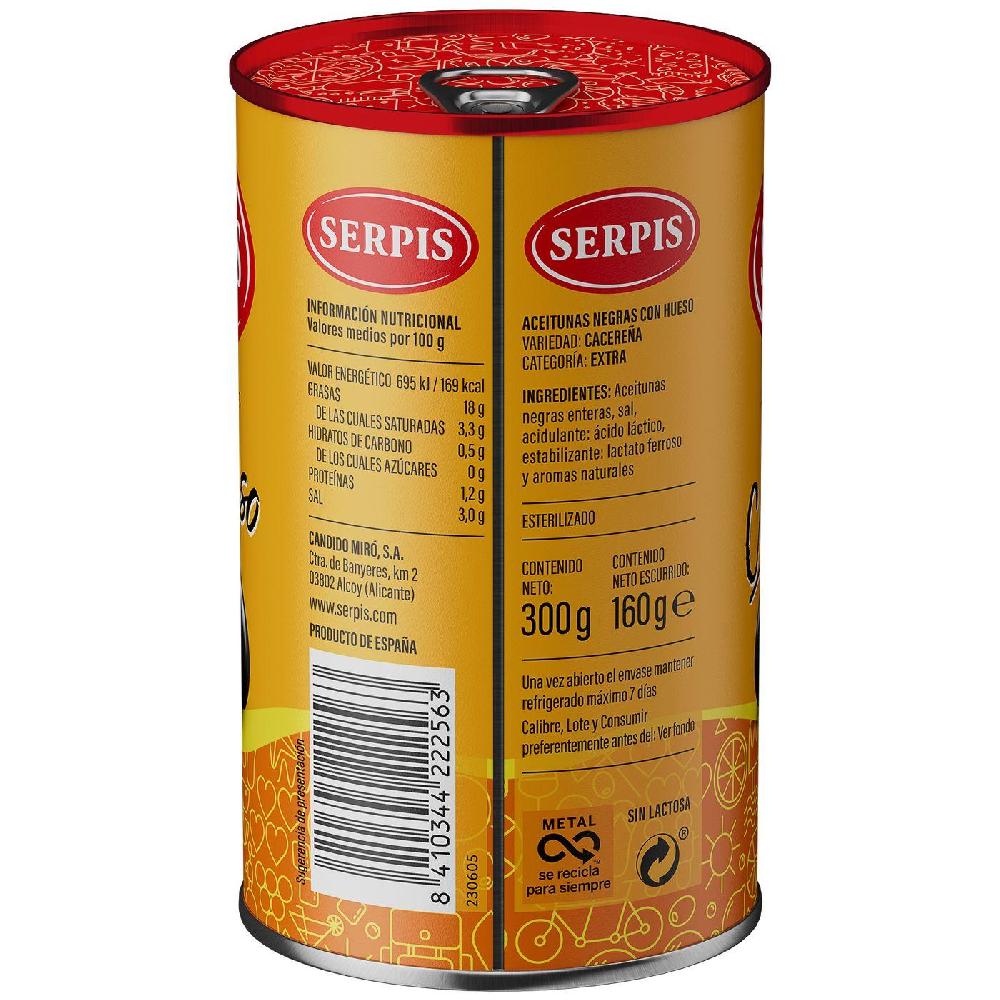 Eroski Aceituna Negra Con Hueso SERPIS Lata 160 G