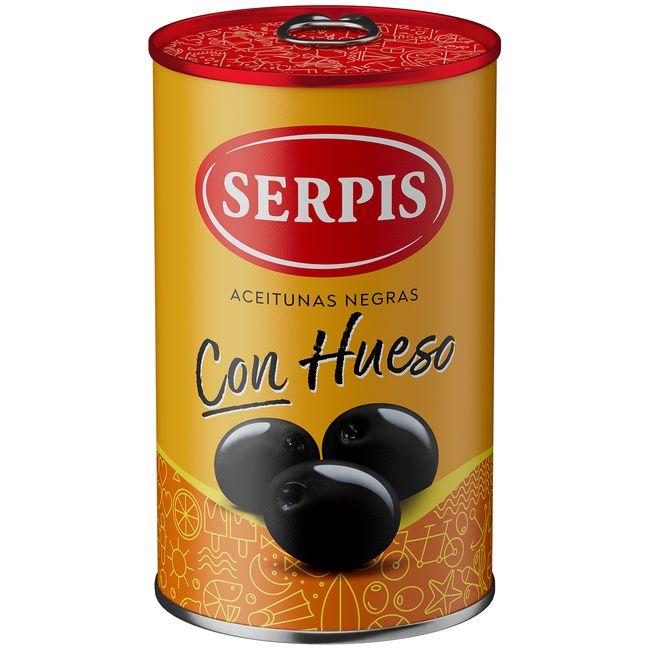 Eroski Aceituna negra con hueso SERPIS lata 160 g