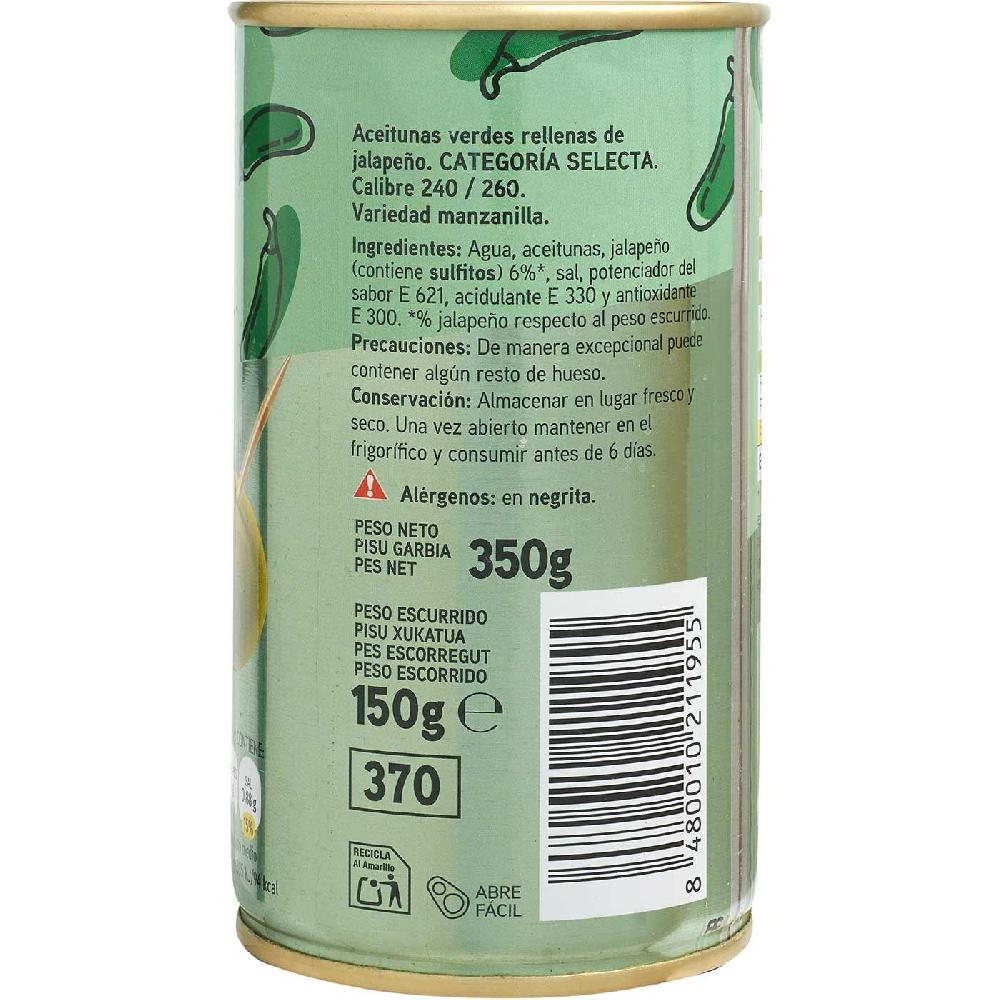 Eroski Aceituna Rellena Jalapeño EROSKI Lata 150 G