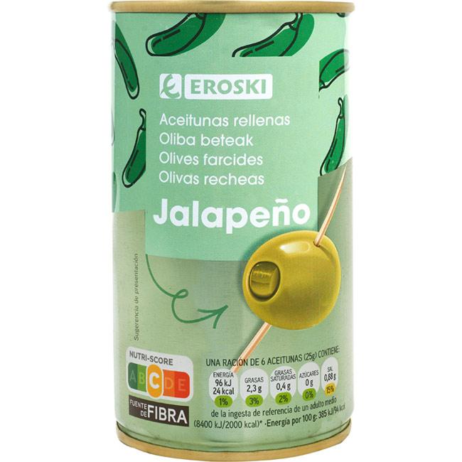 Eroski Aceituna rellena jalapeño EROSKI lata 150 g