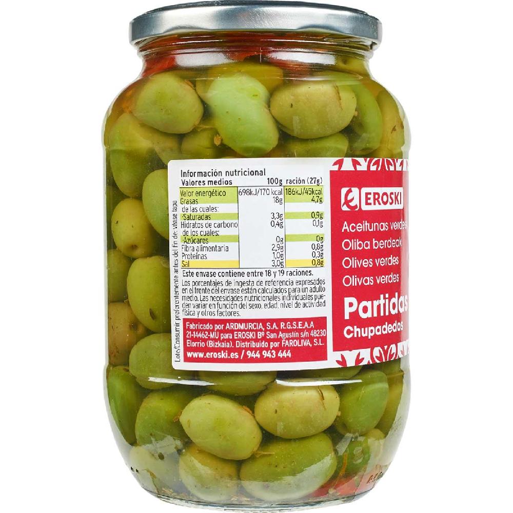 Eroski Aceitunas Chupadedos EROSKI Frasco 500 G