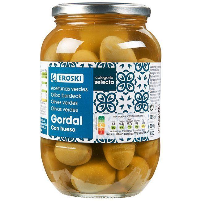 Eroski Aceitunas gordal EROSKI frasco 570 g