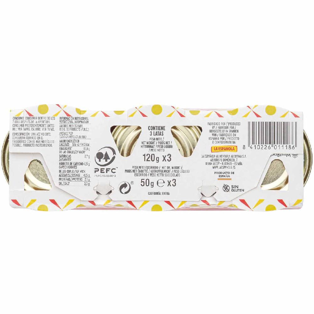 Eroski Aceitunas Rellenas LA ESPAÑOLA Pack 3x50 G