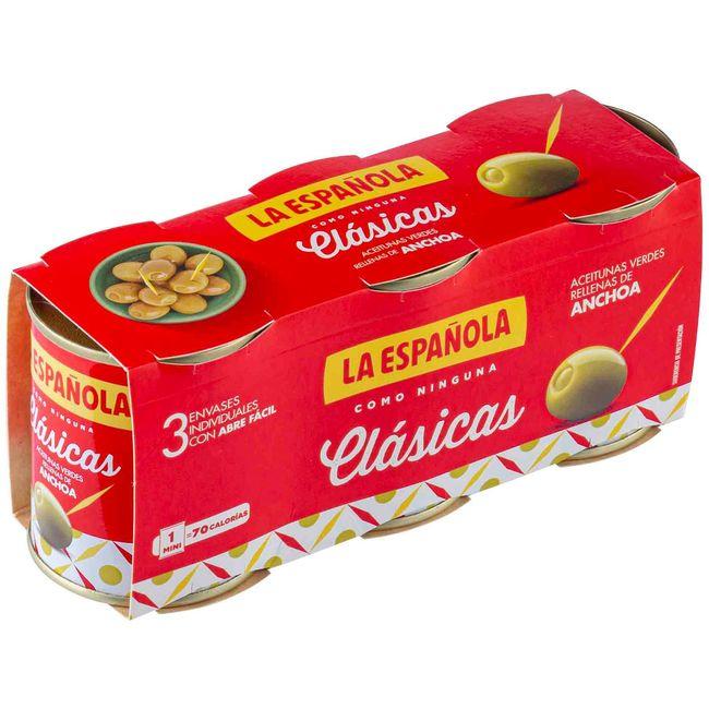 Eroski Aceitunas rellenas LA ESPAÑOLA pack 3x50 g