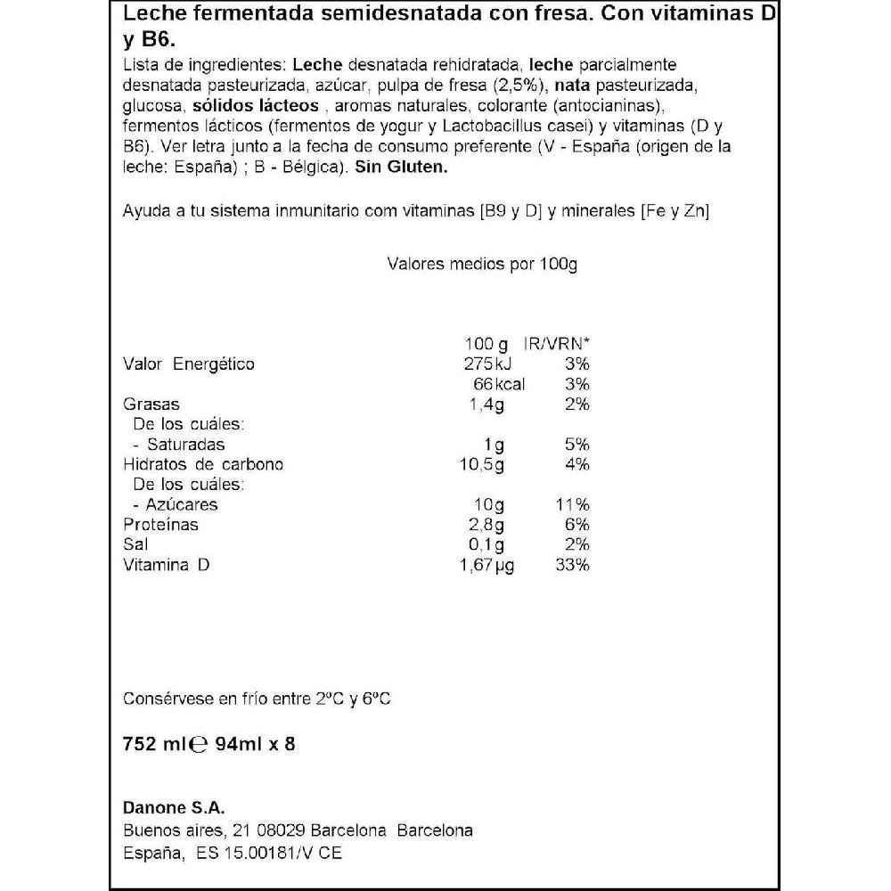Eroski Actimel Sabor Fresa DANONE Pack 6x100 G