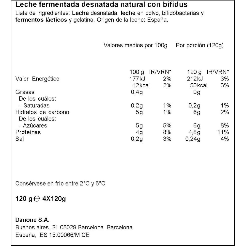 Eroski Activia 0% Natural DANONE Pack 4x120 G