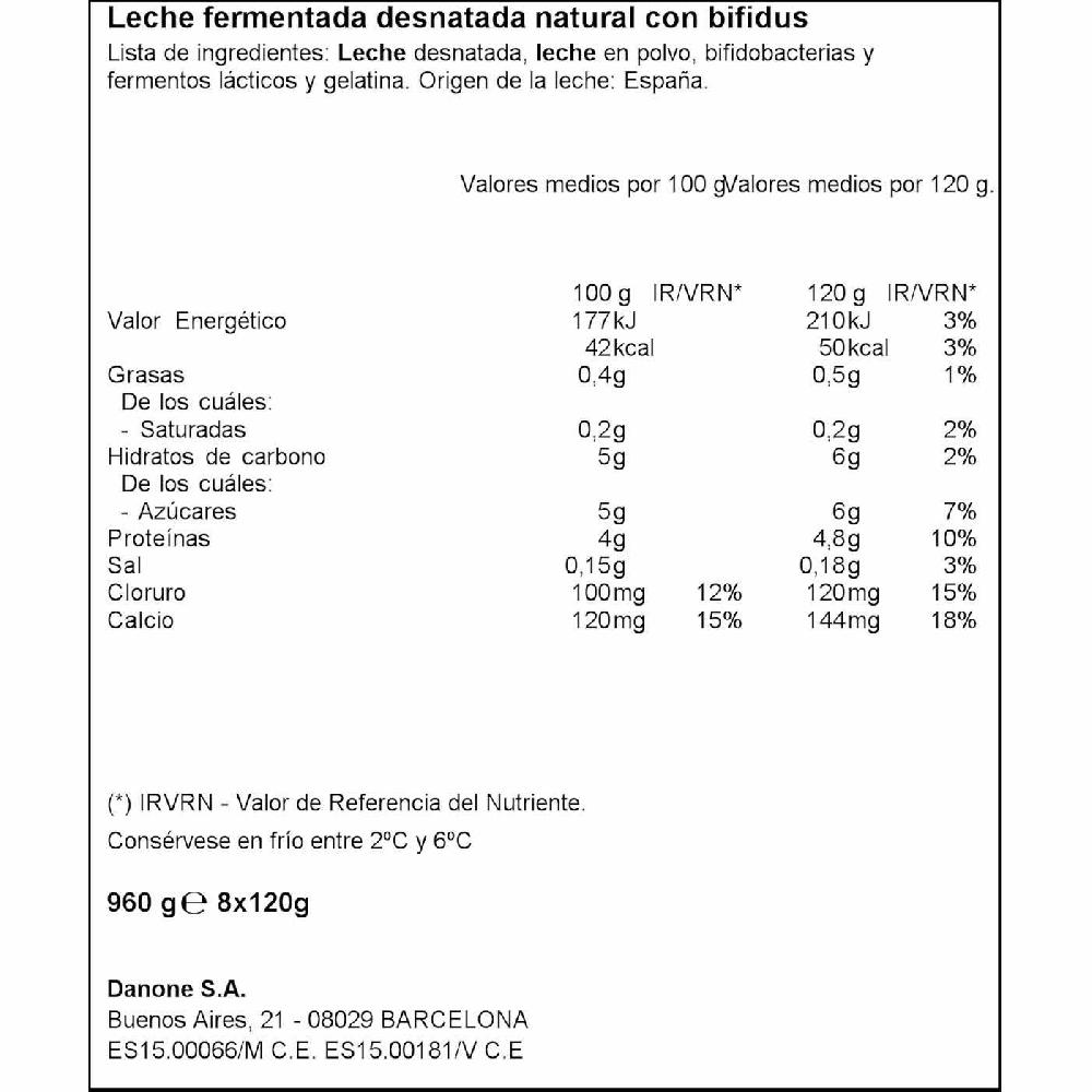 Eroski Activia 0% Natural DANONE Pack 8x120 G
