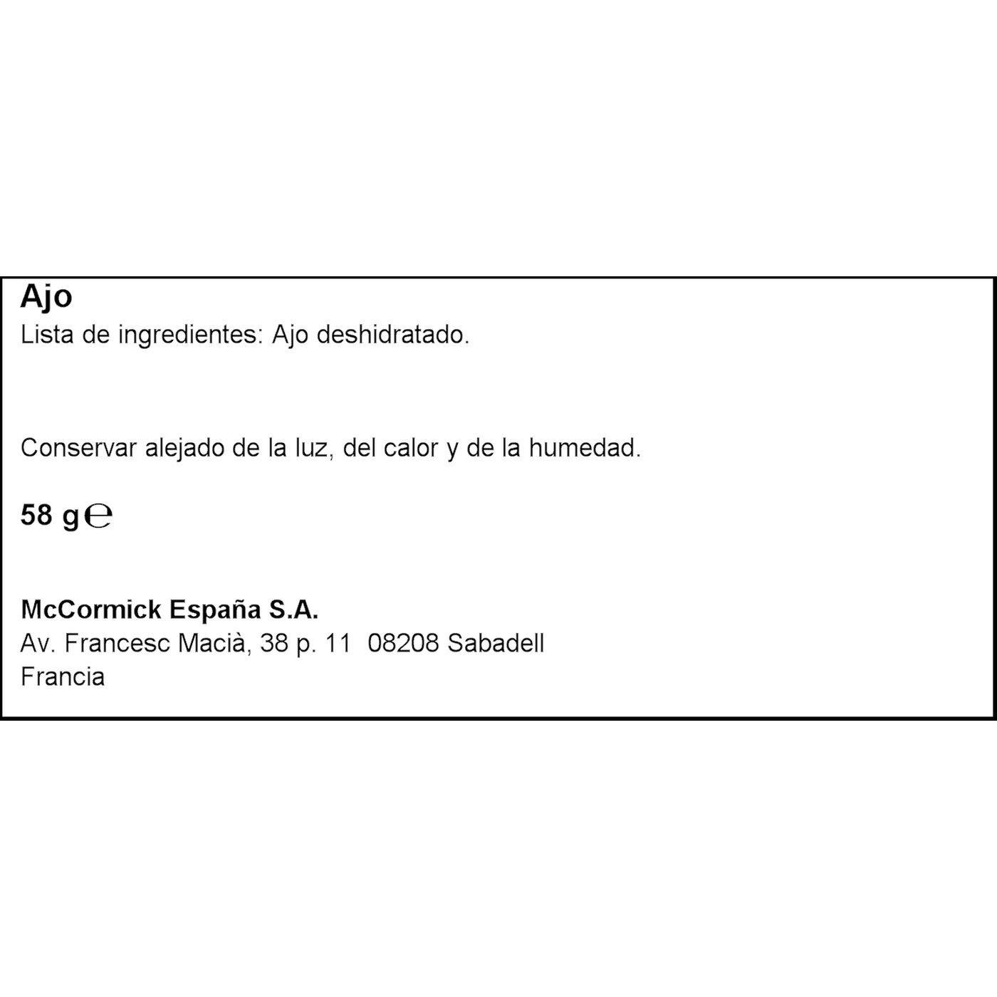 Eroski Ajo Para Sazonar DUCROS Frasco 58 G